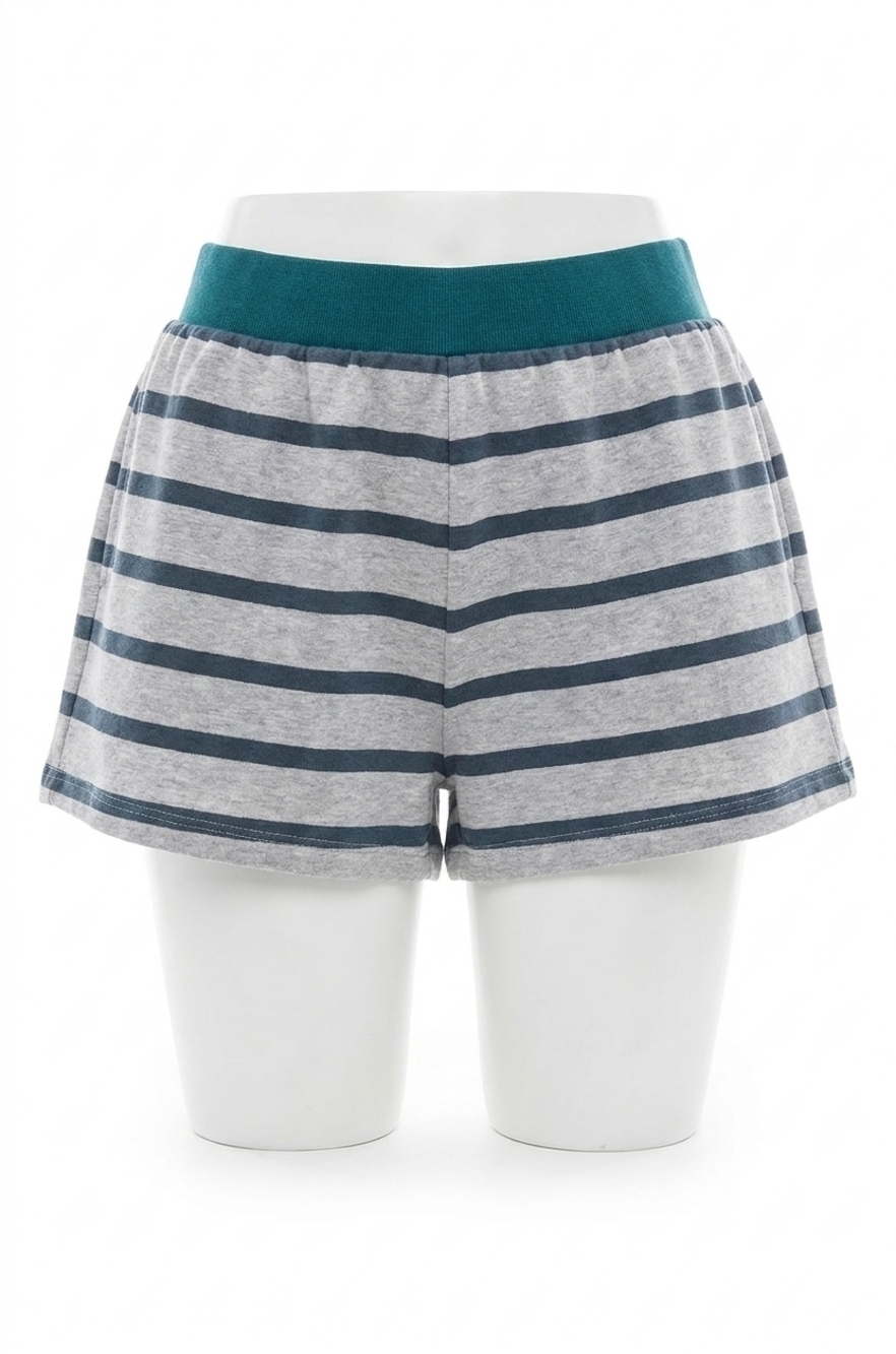 NEW CHASER resort stripe shorts in heather grey